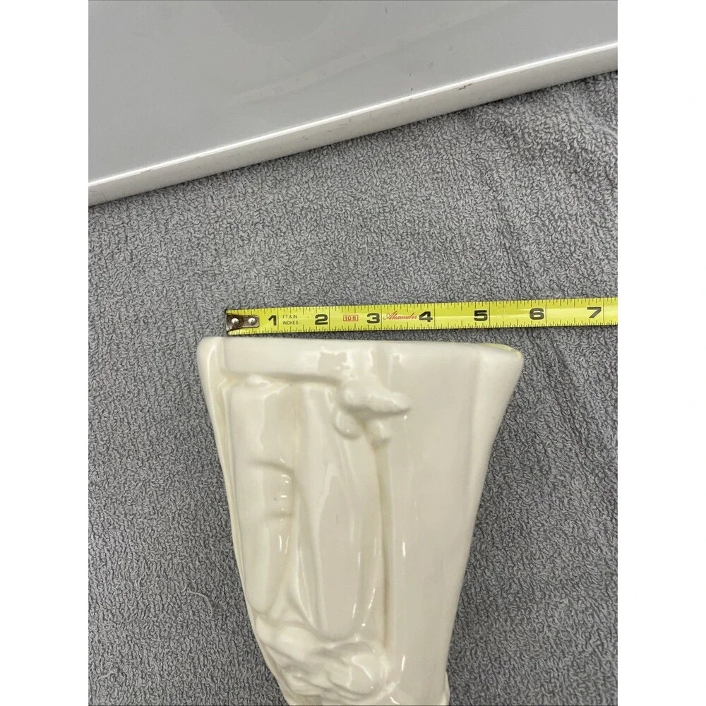 Madonna & Child Ceramic Standing Figurine Artist Signed White Glazed - Picture 10 of 11